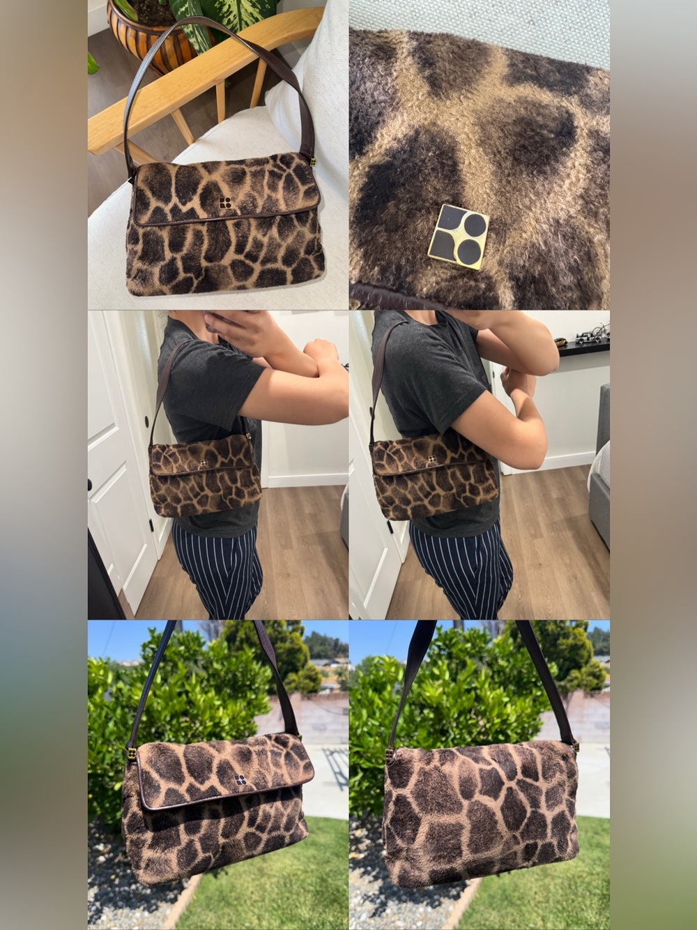 Vintage Kate Spade New York Giraffe Animal Print Brown Shoulder Bag Baguette 90s - Picture 16 of 17